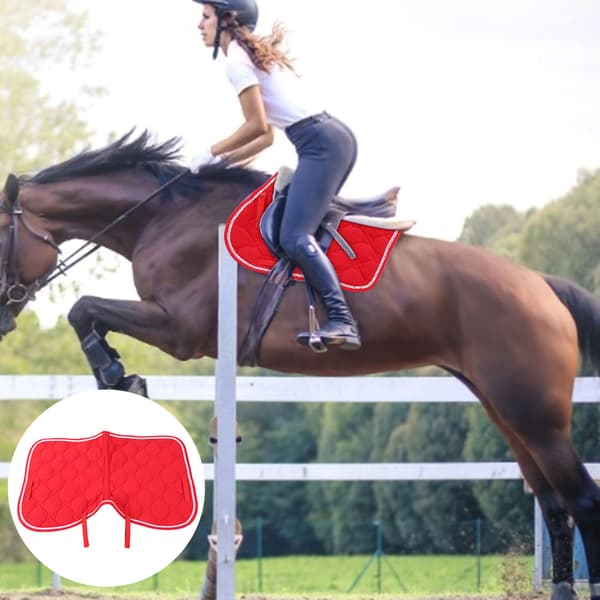Breathable Double Braided PP Woven Handle Horse Saddle Pad Durable Cotton Soft Sweat-Absorbent Red