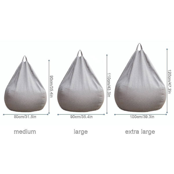 Nya Extra Stora Bönpåse Stolar Soffa Överdrag Inomhus Lat Lounger För Vuxna Barn Kampanjpris Gray 90 * 110cm