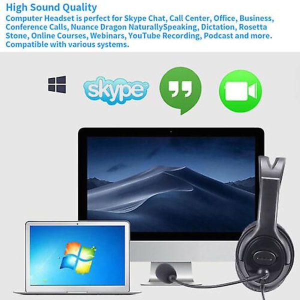 USB-hörlurar med mikrofon Brusreducerande headset för Skype Laptop PC