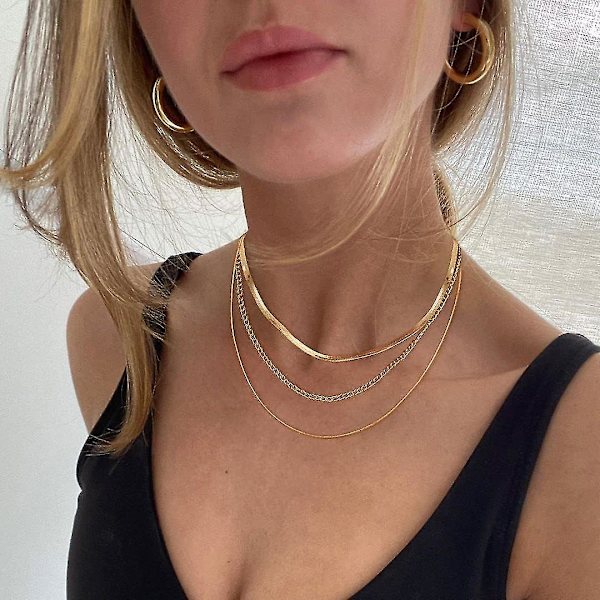 Bebetter Lariat Guld Halskæde Til Kvinder, Fin Lang Halskæde 14k Guldbelagt/sølv Y-formet Vedhæng Halskæde Trendy Lagdelt Cz Perlekæde Drop Nec 3layer-herringbone