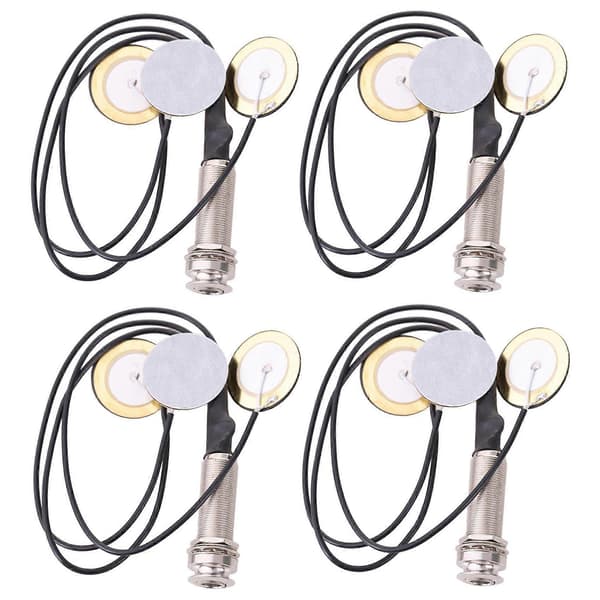 4X Piezo kontaktmikrofon 3 transduser-pickuper med endepinnejack for Kalimba black