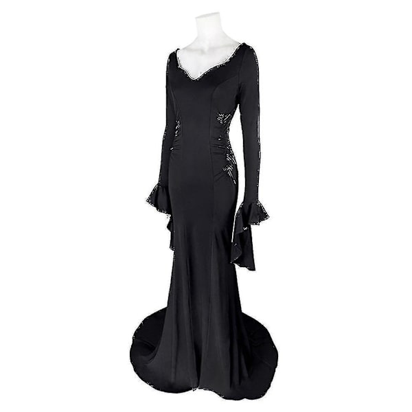 The Addams Family Morticia Addams Kostym V-ringad Outfit för Tema M