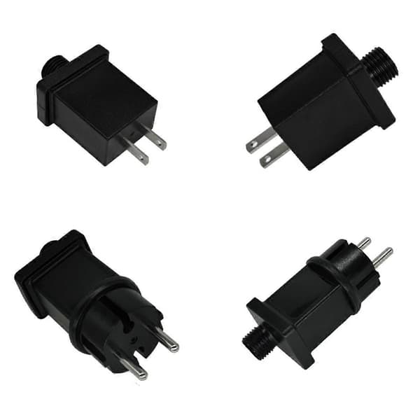 3,5V 3,6W Plugg LED Strømforsyning LED Transformator Pluggadapter IP44 Vanntett Strøm Julelampeadapter EU PLUGG Black