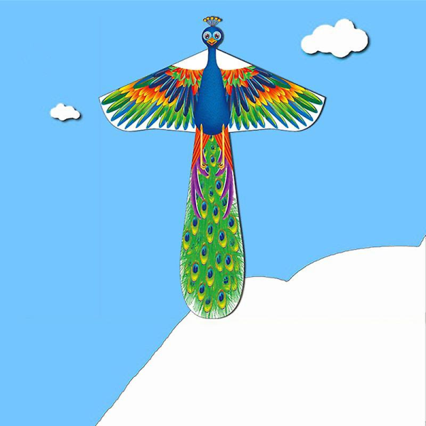 1,4m 3d Dragon Mermaid Peacock Papegøjedrage til børn Nylon Kitetoys Flyvedrager Peacock