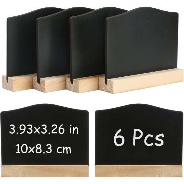 6Pack mini tavleskilt, kjøkkennotater kritttavler med stativer 10x7,2 cm