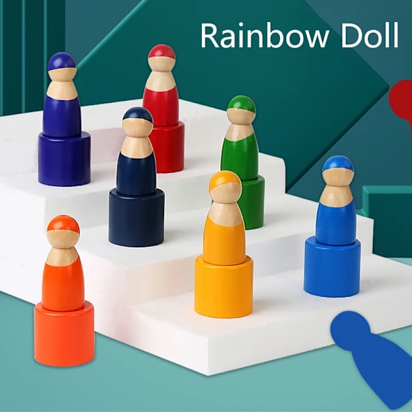 Montessori Baby Trehjulssykkel Regnbue Puslespill Leke Fargesortering Matchende Spill Utdanningsleker For Småbarn Finmotorisk Trening HT68