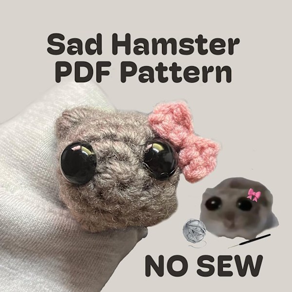 TikTok-meemi Surullinen Hamsteri Pehmolelu, Virkattu Surullinen Hamsteri, Meemi Surullinen Hamsteri Pari Avaimenperä Ihastuttava Kokeileva Hamsteri 2pcs keychain