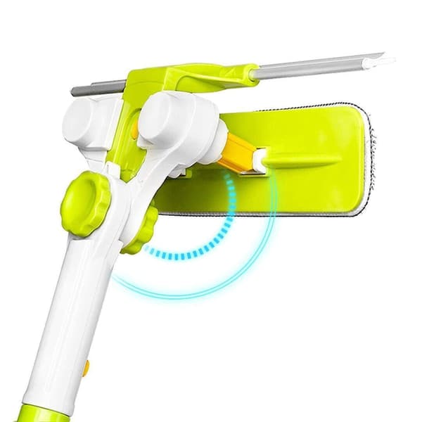 Window cleaner with smart angle, extendable telescopic handle and double-sided window squeegee for the outside