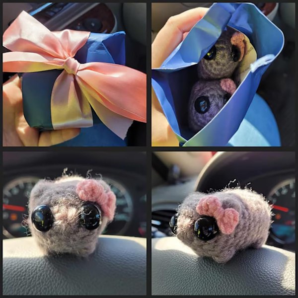 TikTok Meme Sorglig Hamster Plysch, Virkad Sorglig Hamster, Meme Sorglig Hamster Par Keychain Söt Coquette Hamster 3pcs bow