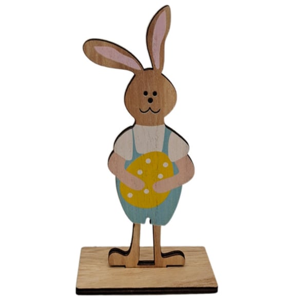 Påsk prydnad tecknad DIY trä skrivbordsdekoration påsk kanin prydnad för semester 1