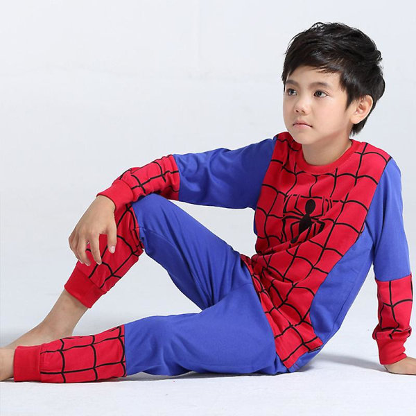 Barn Pojkar Flickor Spiderman Superman Nightwear Pyjamas Set Superhjälte Outfit Loungewear Red Blue Spiderman 3 Years