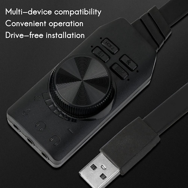 USB Lydkort Adapter 7.1 Kanaler 3.5mm Lydgrensesnitt USB2.0 Mikrofon Hodesett Dataspill So