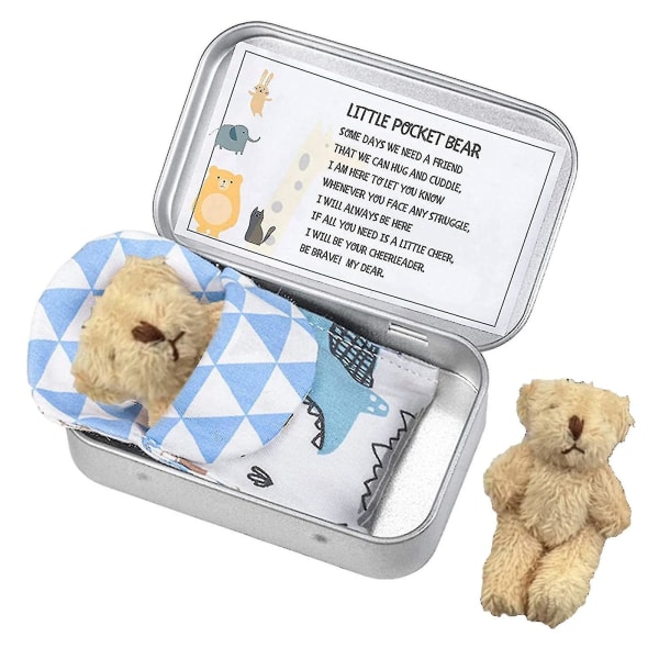 Little Pocket Bear Tin Myk Teddy Bear In A Tin Box Bekymringsdukke For Anti-diverse Ubehag Bursdagsgaver Til Barn Beige