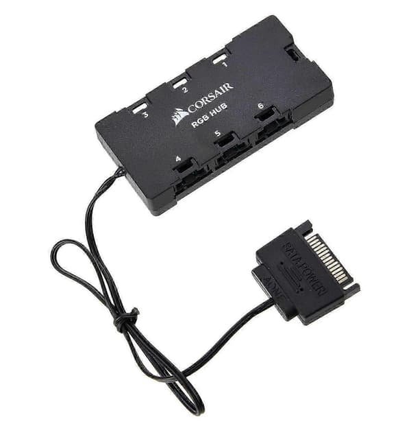 Corsair 6-ports RGB LED blæserhub til Corsair Lightning Node Pro Commander Crystal