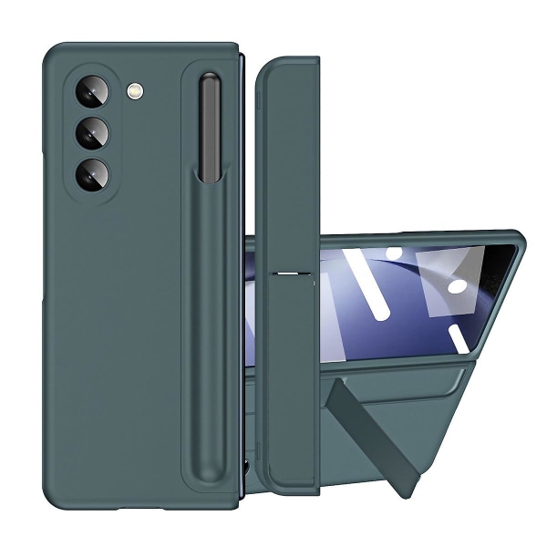 Z Fold 5 case, ohut PC:n sisäänrakennettu case Samsung Galaxy Z Fold 5:lle, jossa S-kynä, irrotettava S-kynäpidike ja -jalusta Green