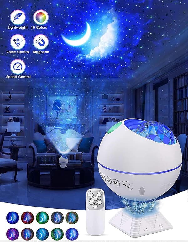 Mini LED Star Projector Night Light, 120 Rotating Remote Controlled Galaxy Lighting Effects Cloud Lamp Perfect Gift for Kids (Mini White)