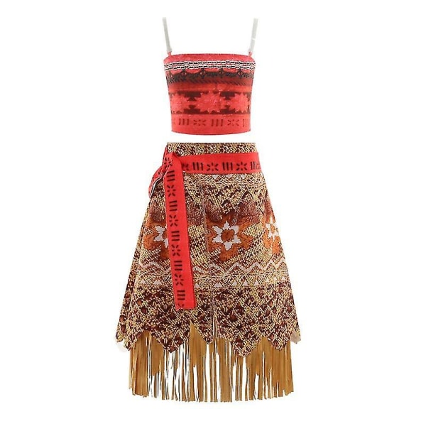 Moana Kjole Cosplay Kostume Oceanien Piger Hula Skørt Kostume Paryk Kjole Halskæde only Dress 140