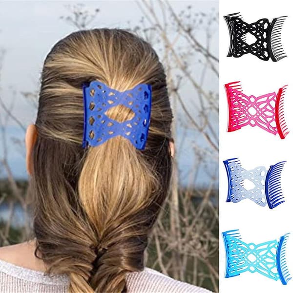 Magiska Elastiska Hårklämmor Stretchig Hårkam Dubbla Klämmor Hårkammar för Kvinnor Flickor Håraccessoar Black