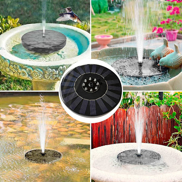 Fountain - Solarfontæne / Fontæne Solcelle - 16 cm Sort