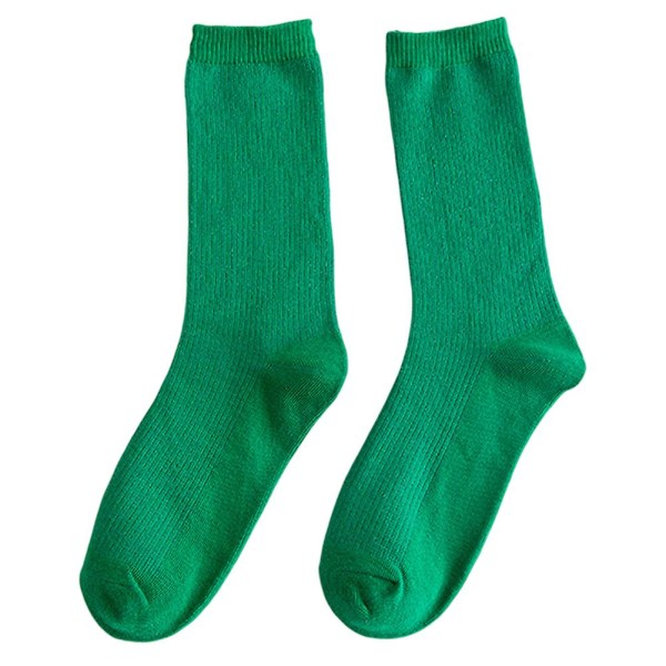 Färgglada strumpor Tunna bomullsstrumpor Mjuk Andas hög elastisk strumpa för vuxna barn Green Adult