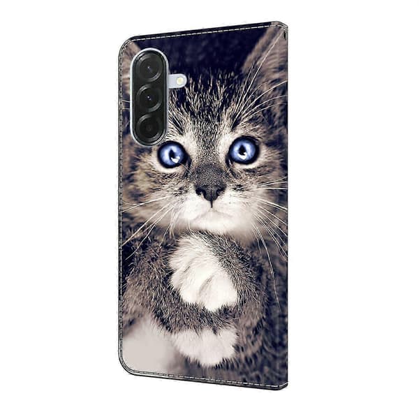 Galaxy A36 5G Läderfodral med Plånboksstativ & Mönstrat Flipskydd Multicolor Hand-holding Cat