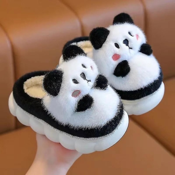 Tecknad Panda Vintertofflor för barn Plysch djurvarma bomullsskor för pojkar och flickor Fluffiga tofflor för inomhusbruk 5 26-27 Inner 16.5CM