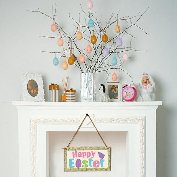 1 st. Glad Påsk Trähänge Dörrhängande Skylt Kyckling Kanin Bunny För Hem Påsk Dekoration Trähantverk Ornament G