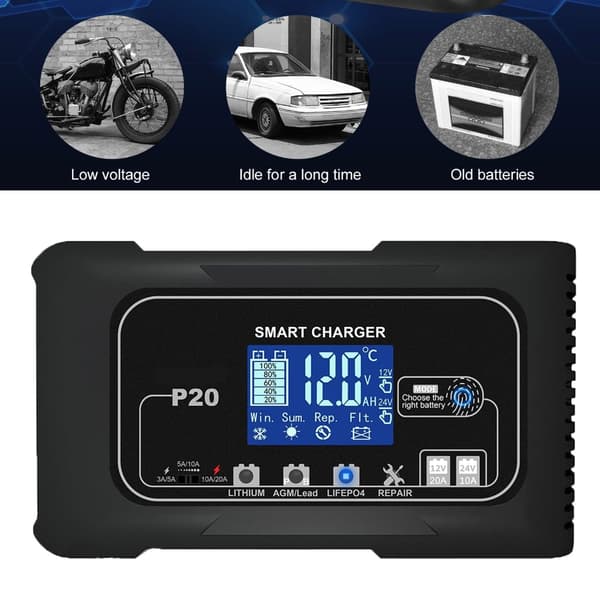 20A Intelligent billader for 12V og 24V batterier, automatisk lading
