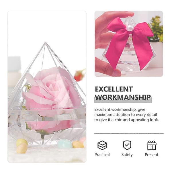 Bryllupsgodteriboks diamantformet for oppbevaring 12 stk Rosa bokser