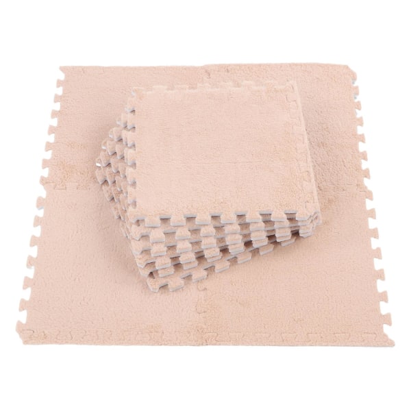10 stk. Plussj Skumgulvmatte Myk Tykk Split Joint Interlocking Plussj Skum Teppe For Romgulv Light Tan