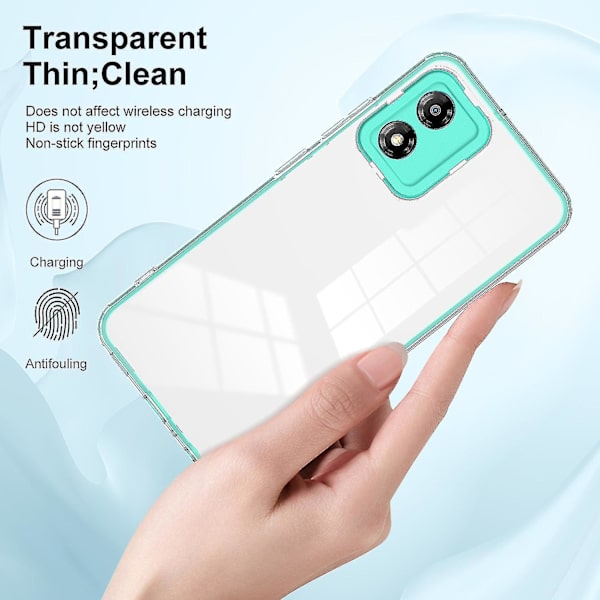Motorola Moto E13 4g 3-in-1 Läpinäkyvä Suojakuori Kameran Suojaus Tpu + PC Pudotuksenkestävä Kotelo Light Green