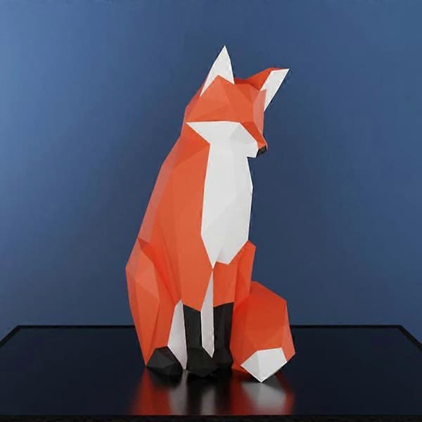 ZK-1st Fox Pappershantverkskit, Abstrakt Low Poly Djur DIY Kit Heminredning