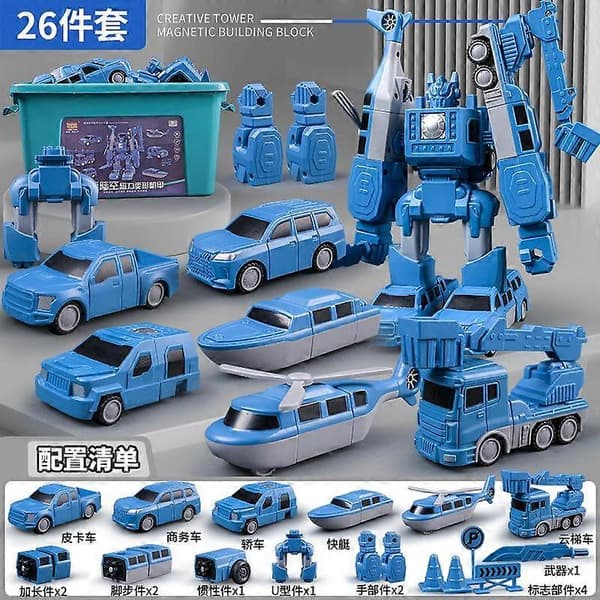 Magnetisk Transformerende Ingeniør Bil Montert Leker City 26 pieces