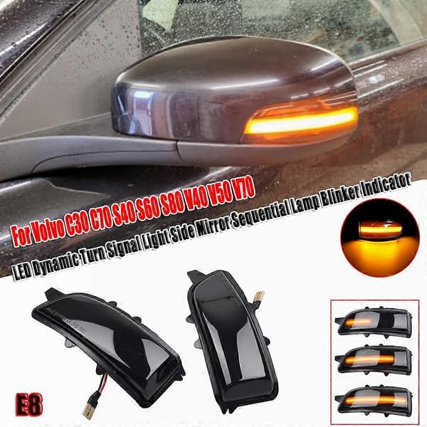 Dynamic LED Side Mirror Turn Signals, Indicator Lights, Car Light Indicator for Volvo C30 C70 S40 V40 V50 V70 S60 2005--2009_Super Gift