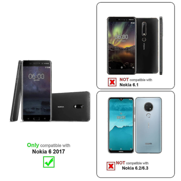 Etui til Nokia 6 2017 Foldbart telefonetui - cover - med stativfunktion og kortrum Black