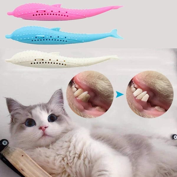 2 stk kattetannbørste tannrengjøringsleketøy Silikon Molar Stick Catnip leketøy (a-5-f6)