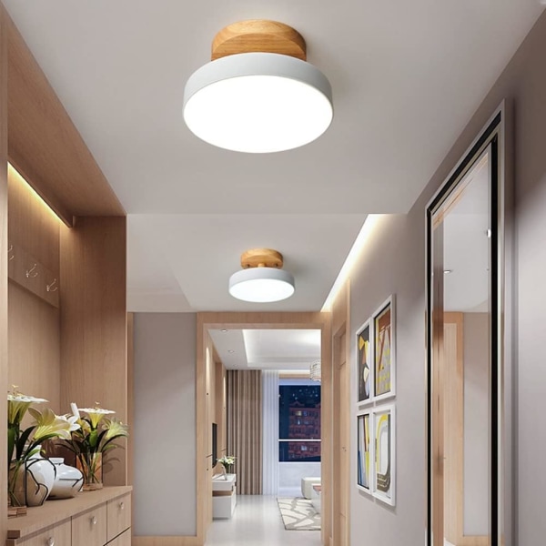 Kattovalaisin Moderni puinen LED-valaisin sisävalaisin Keittiö Olohuone Makuuhuone Kylpyhuone - Vaaleanpunainen