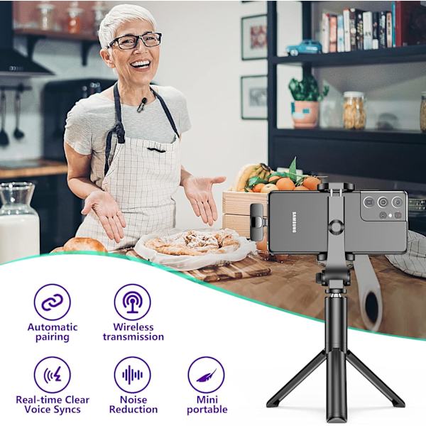 Wireless Lavalier Microphone for USB-C Smartphone, 2.4GHz Mini Mi