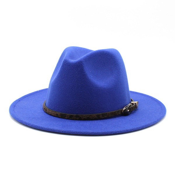 Unisex bredskygget Fedora hat filt panamahat med bæltespænde gave til fødselsdag Valentinsdag Sapphire