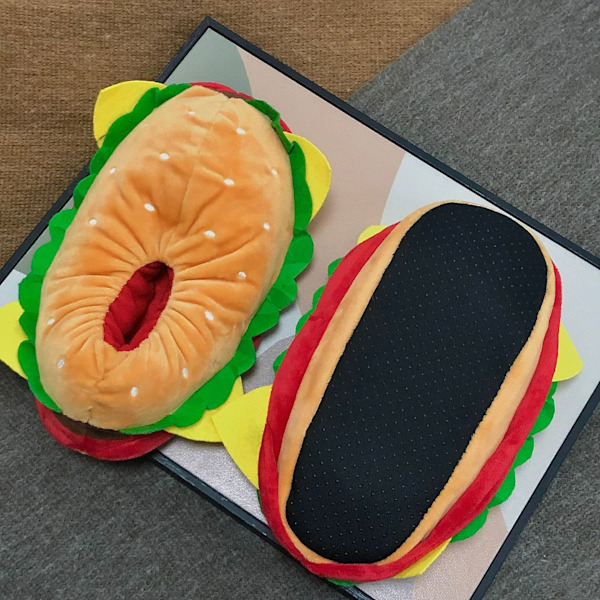 Hamburger-tøfler - Myke Hamburger-tøfler, morsomme hjemmesko
