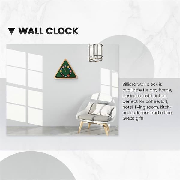 13 inch Billiard Quartz Clock with Solid Wood Frame Wall Clock for Living Room, Bedroom