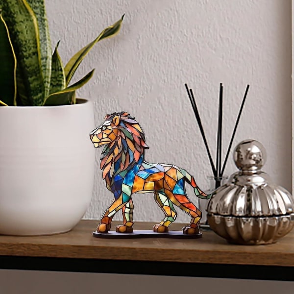 Fargerike dyr Ornament Bordplate Akryldekorasjon Home Decoration, Modern Style Dyr Figurer Dekorative Ornamenter For Soverom Lion