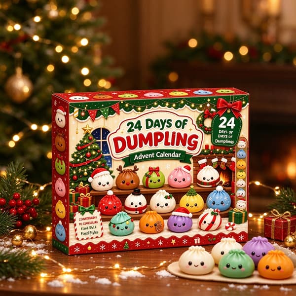 24-dagers dumpling-adventskalender, søtt samlefiguroppsett, leker for julenedtelling, julegave til barn