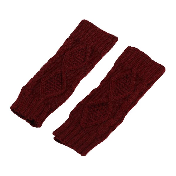 Vinter halvfinger strikkede handsker holder varmen bløde Hudvenlige udendørs håndvarmere strikket vante Wine Red
