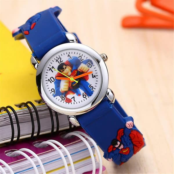 Supermann Spider-man Silikonklokke Superhelt Klokke Gaver for Barn Blue