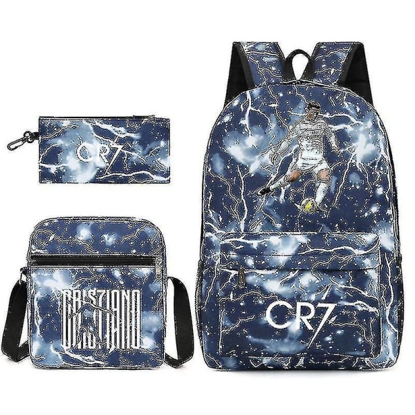 Jalkapallotähti C Ronaldo CR7 -painatus, kolmiosainen reppu opiskelijoille raiden 2 backpack