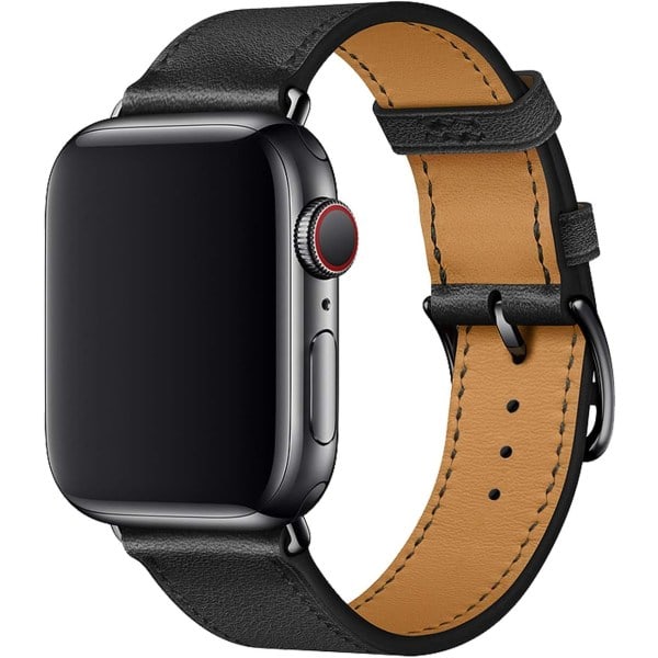 Musta/ruskea Yhteensopiva Apple Watch -rannekkeen 38/40/41 mm kanssa, nahka