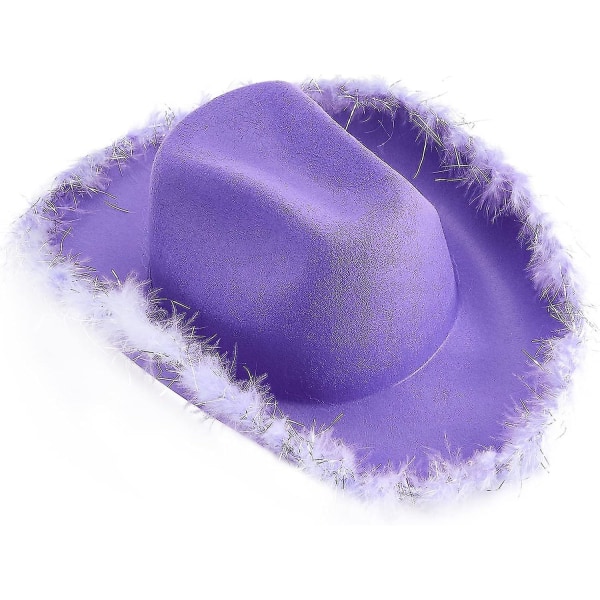 Naisten vintage Cowboy-hattu pörröinen höyhen, leveäreunainen naisten Western Disco Cowboy -hattu pohja