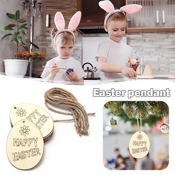 10 stk. Happy Easter Trækanin Æg Hængende Håndværk Hjem