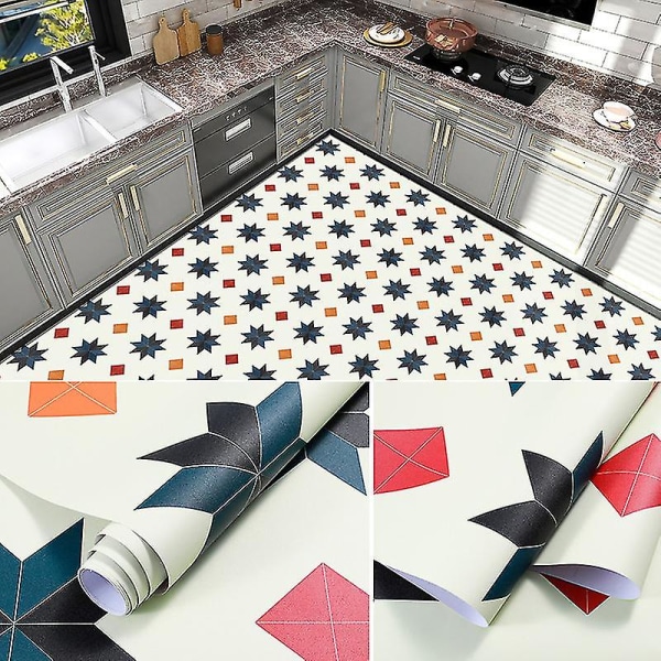 Itseliimautuva vedenkestävä lattia, ei liukastuva, kylpyhuoneeseen, keittiöön, olohuoneeseen, paksu ja kulutusta kestävä Three color Hexagon